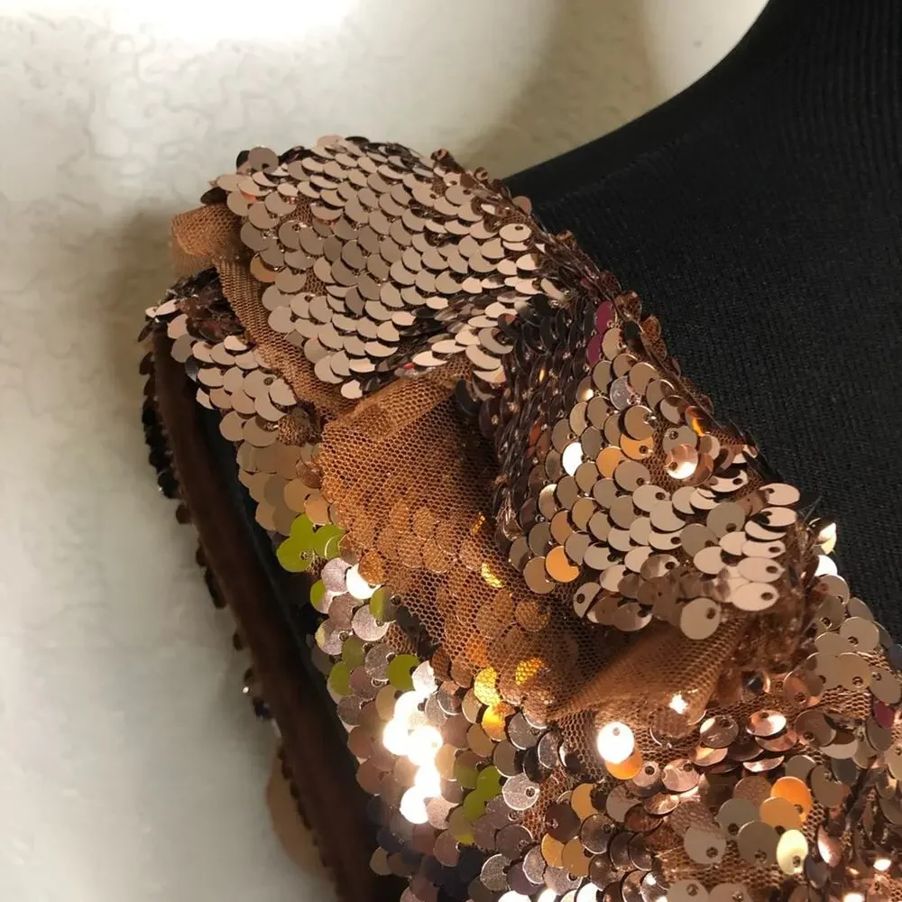 Free People copper bronze sequin open back dress size 4